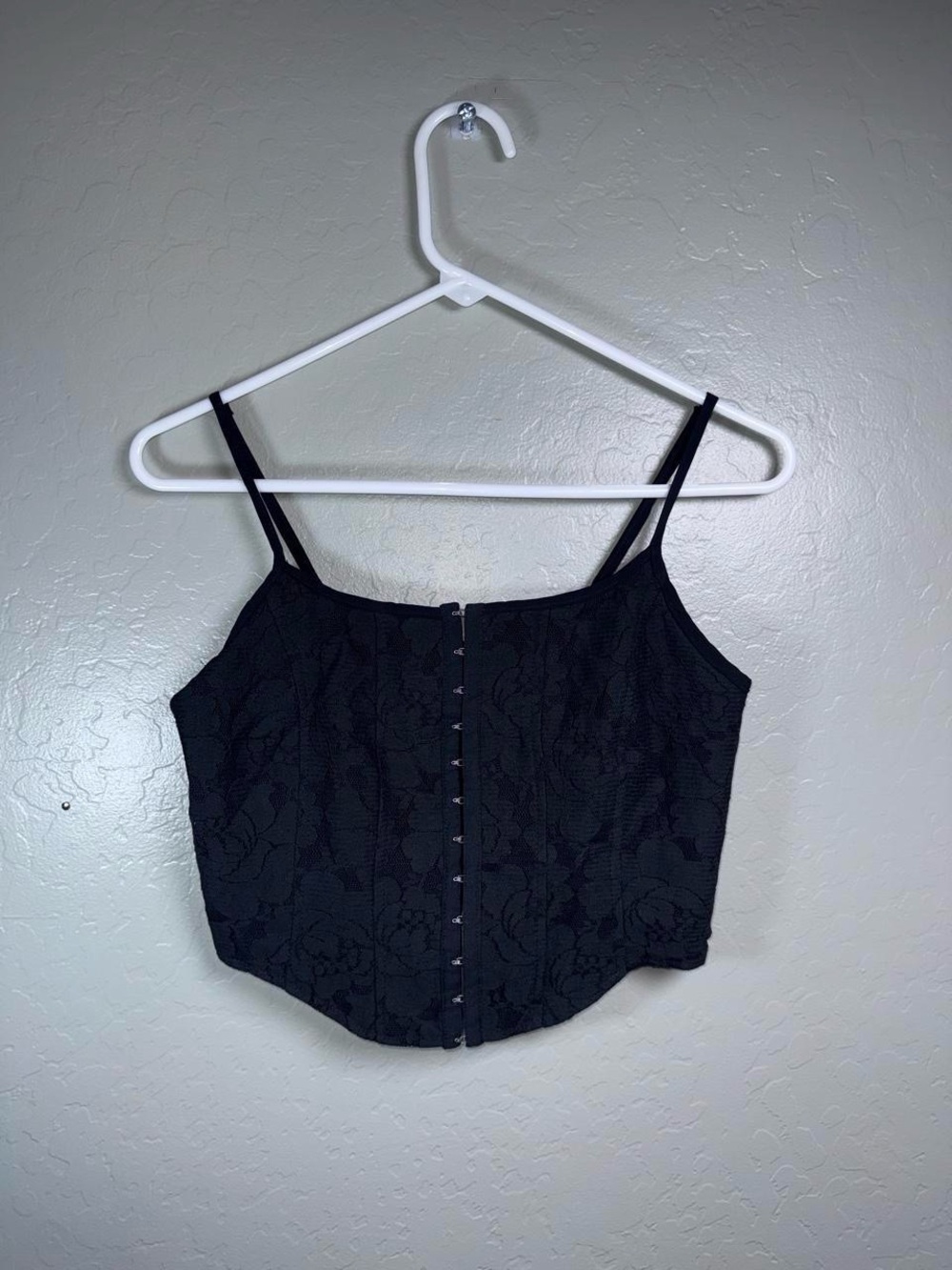 Wild Fable Black Lace Corset Crop Top Cami Hook Front Size Small